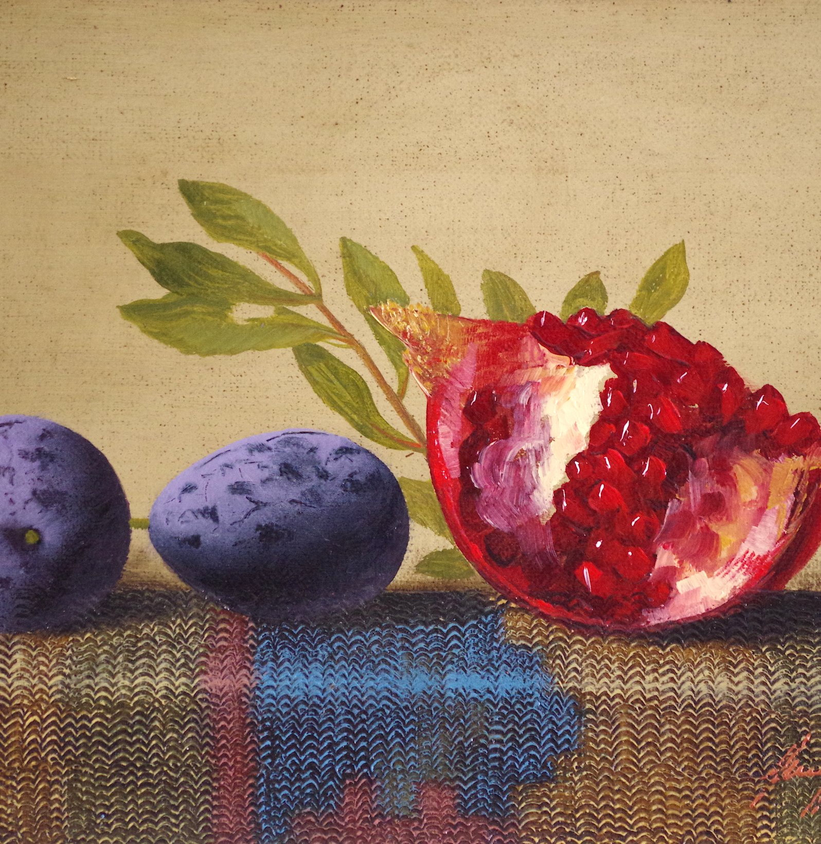 Still Life And Pomegranate Original Oil Painting Handmade Art One Of A Kind Vayerartgallery