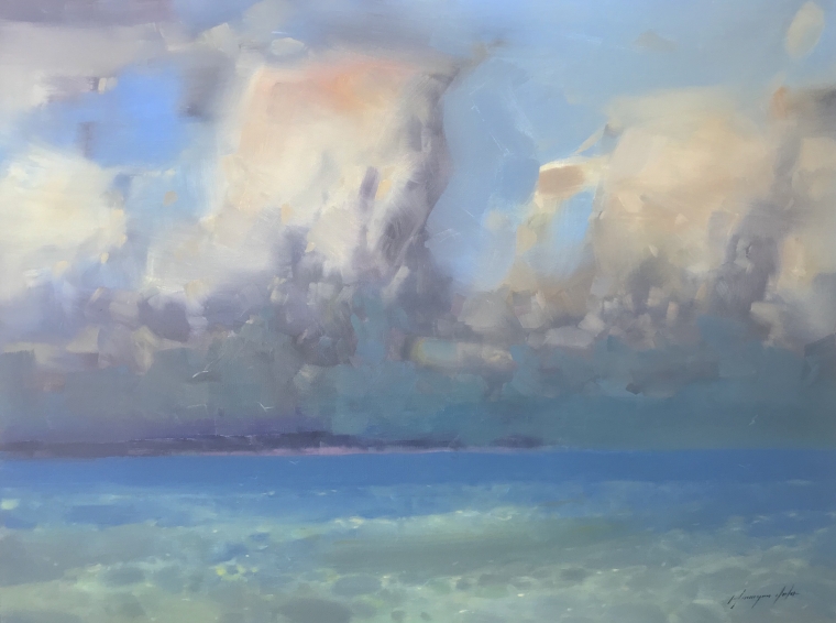 Cloudy Sky Original Oil Painting Handmade Artwork One Of A Kind Vayerartgallery